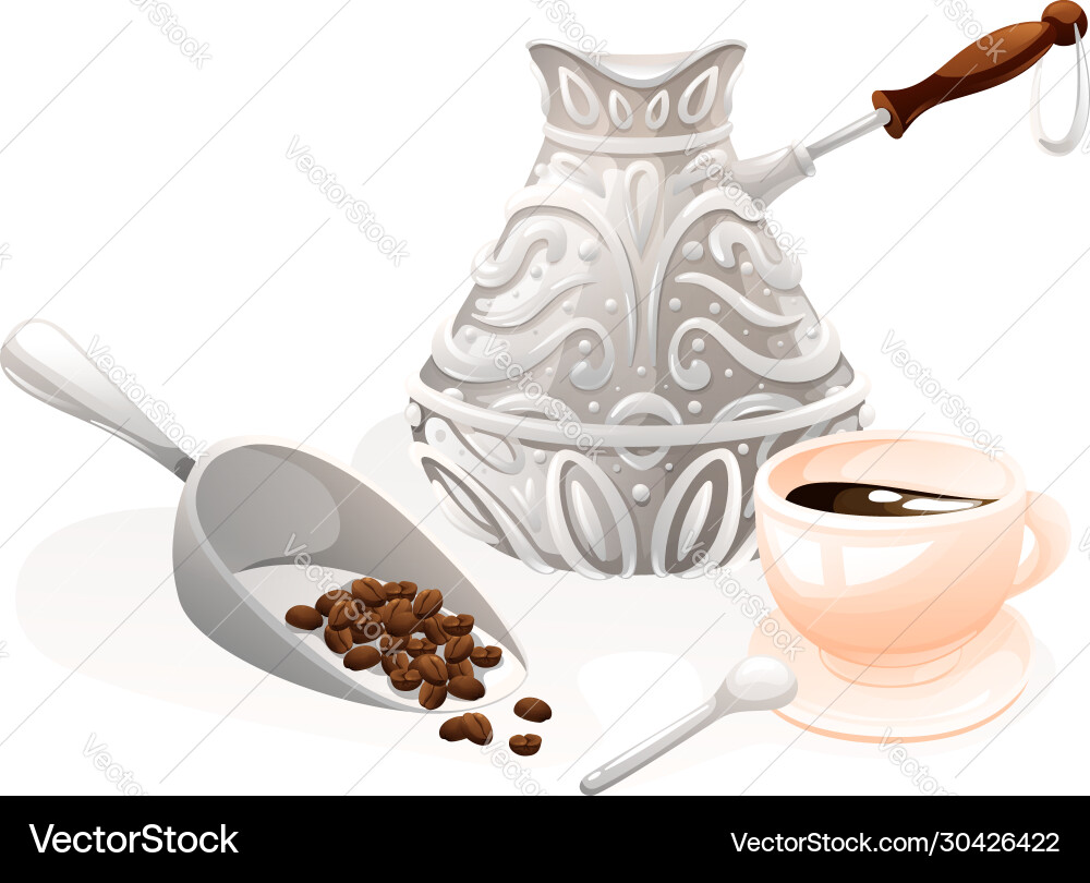 Composition with objects for coffee making Composition with objects for coffee making Vector Image