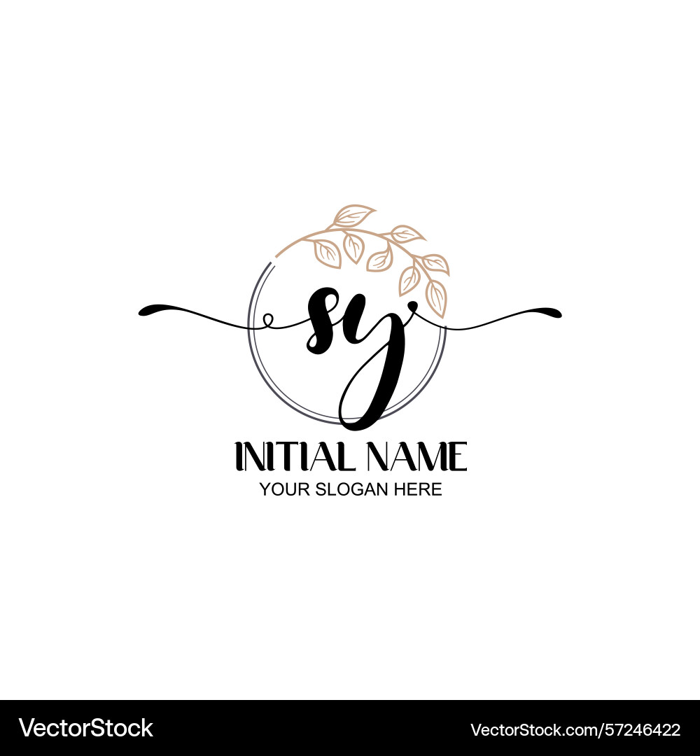 Elegant sy initial logo design with botanical Vector Image