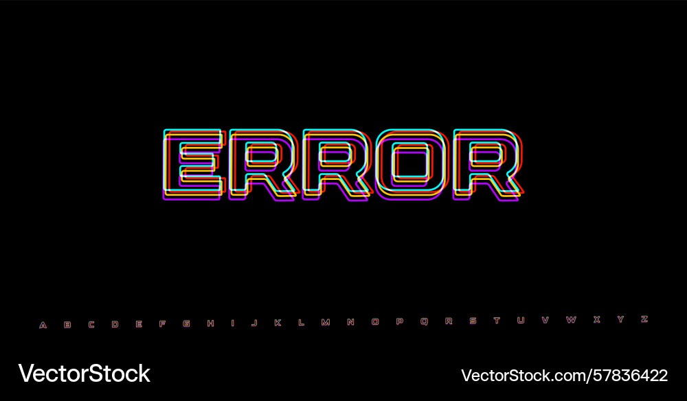 Error rgb distorted phrase glitched neon text vector image