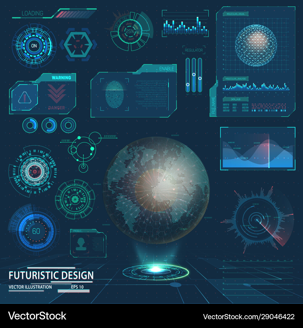 Futuristic HUD Interface Elements vector image