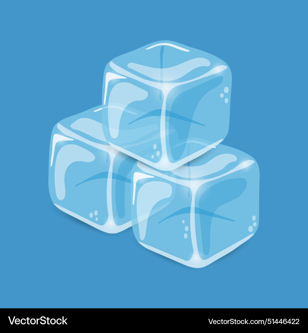 Ice cubes realistic 3d stack Vector Image