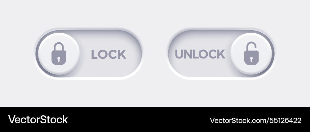 Lock and unlock toggle switch buttons vector image