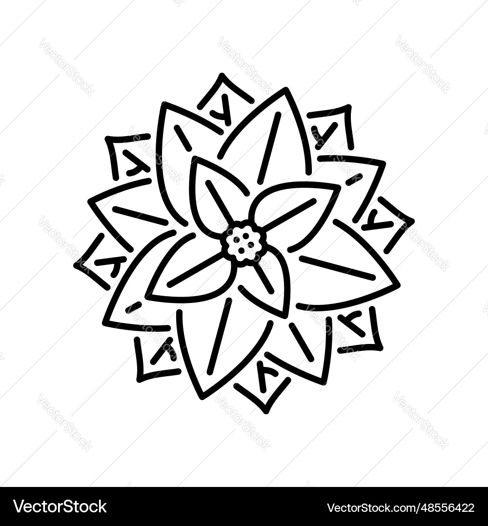 Poinsettia Blume Weihnachten Dekoration Linie Ikone vektorbild