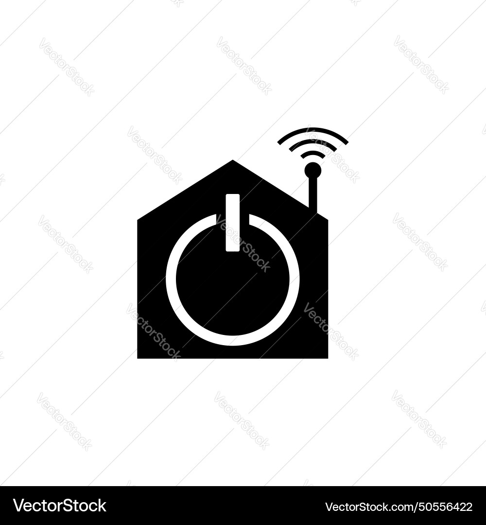 Smart home house with wifi and power button Vector Image