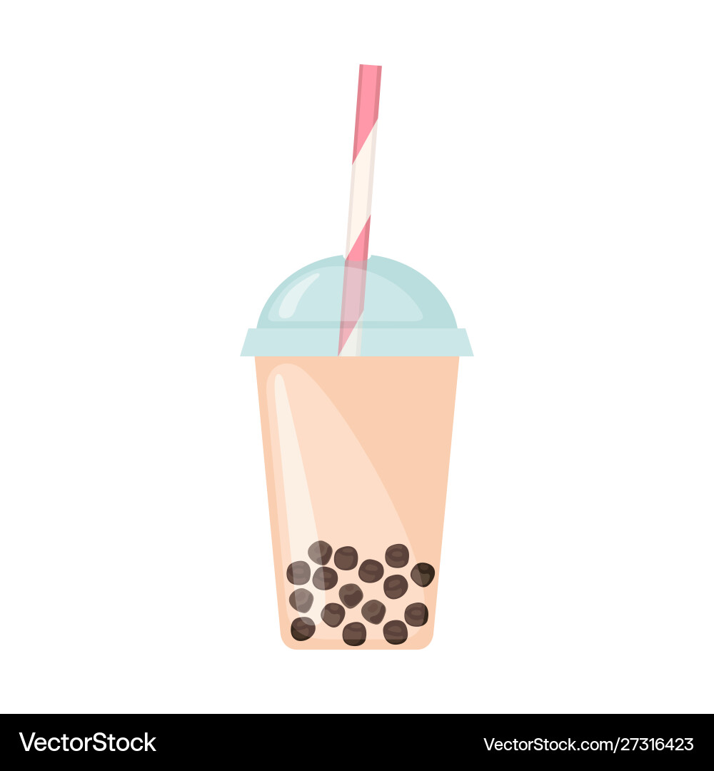 Bubble milk tea icon in flat style isolated vector image