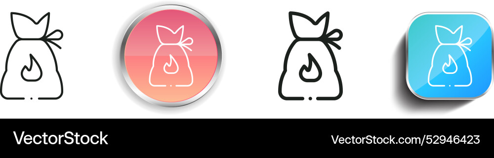 Coals icon thin linear regular and button style Vector Image