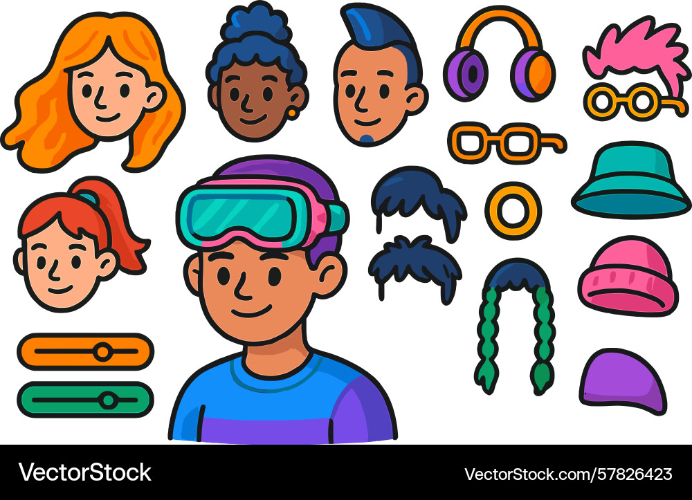 Creative character design elements for a fun Vector Image