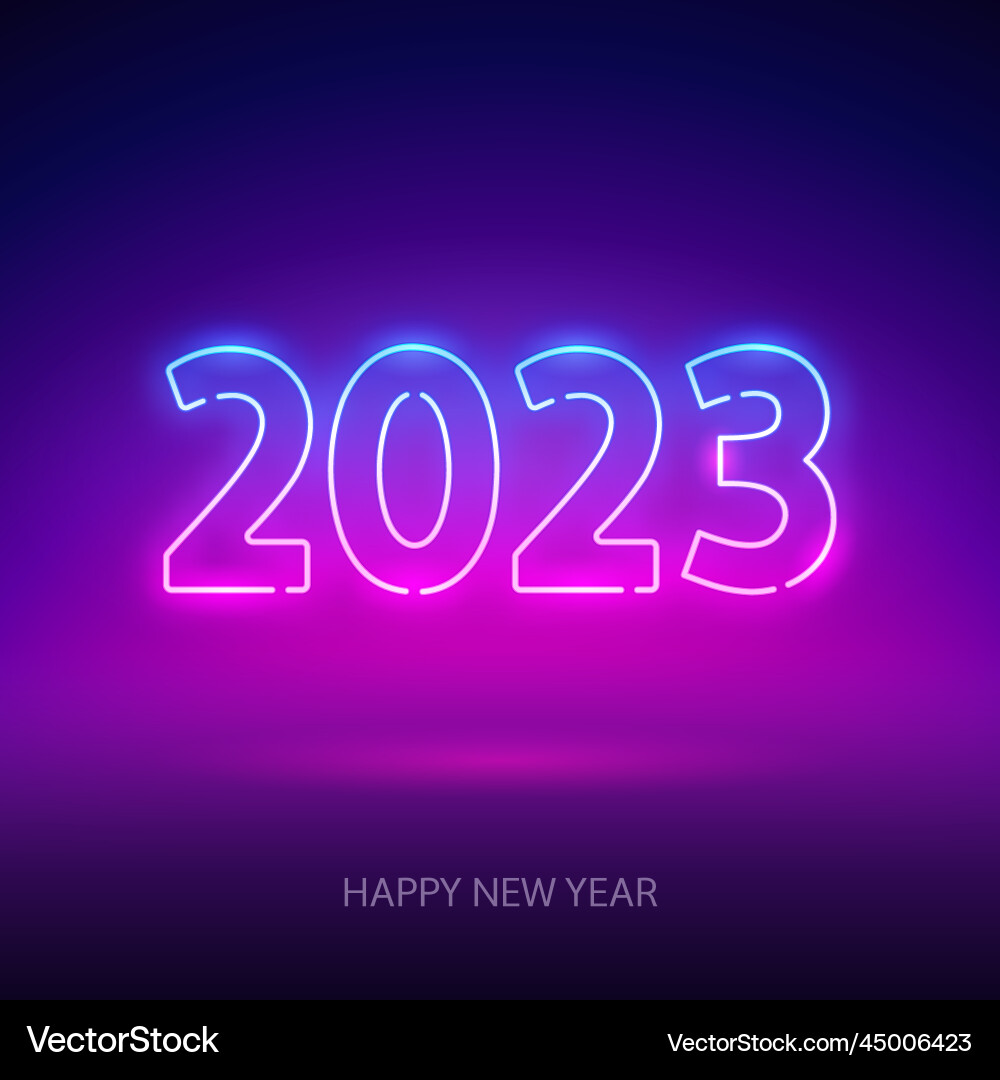【NEONSIGN】Ne ARGO（2023 New Year Model） Happy new year 2023 neon sign Royalty Free Vector Image