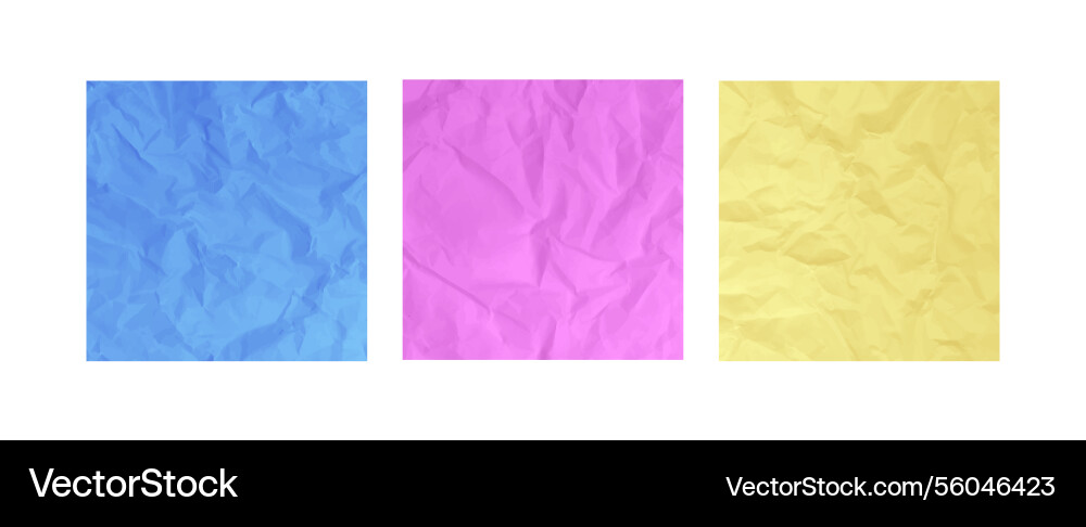 Set of crumpled colorful paper texture abstract Set of crumpled colorful paper texture abstract vector image