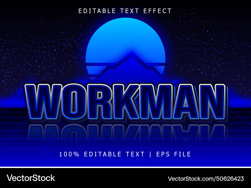 Workman editable text effect 3 dimension emboss Workman editable text effect 3 dimension emboss Vector Image