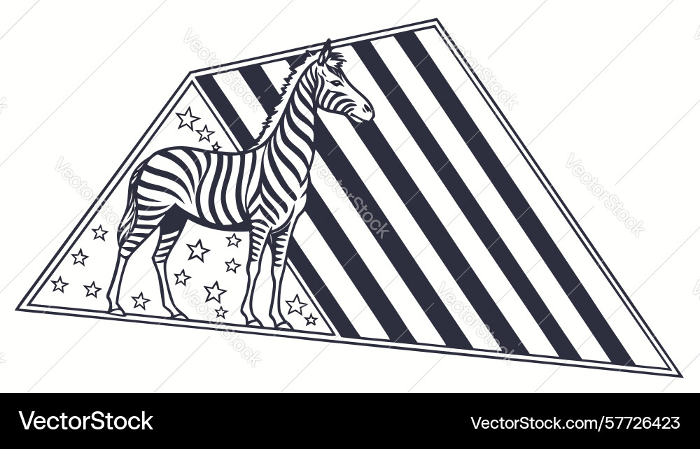 Zebra patterned triangular panel for abstract vector image