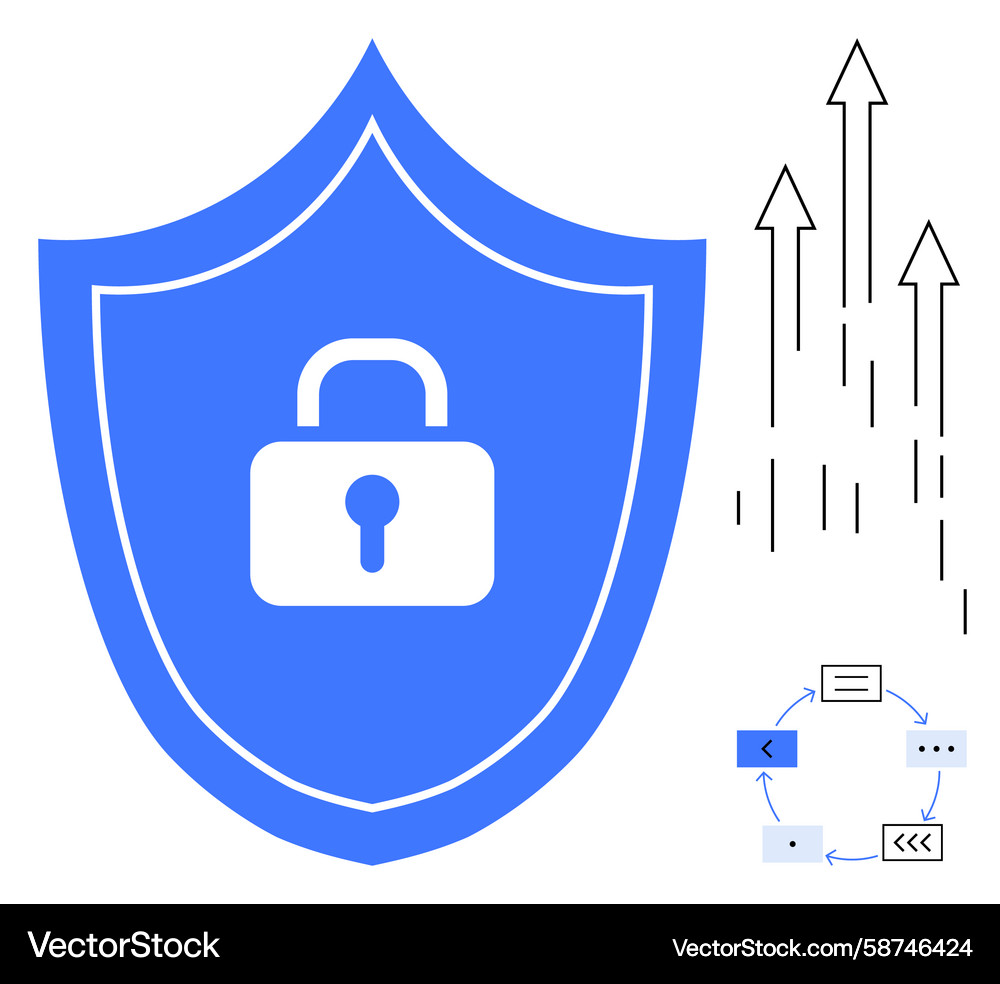 Data Security Shield with Flow Arrows Vector Image
