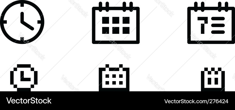 Time and date icons Vector Image