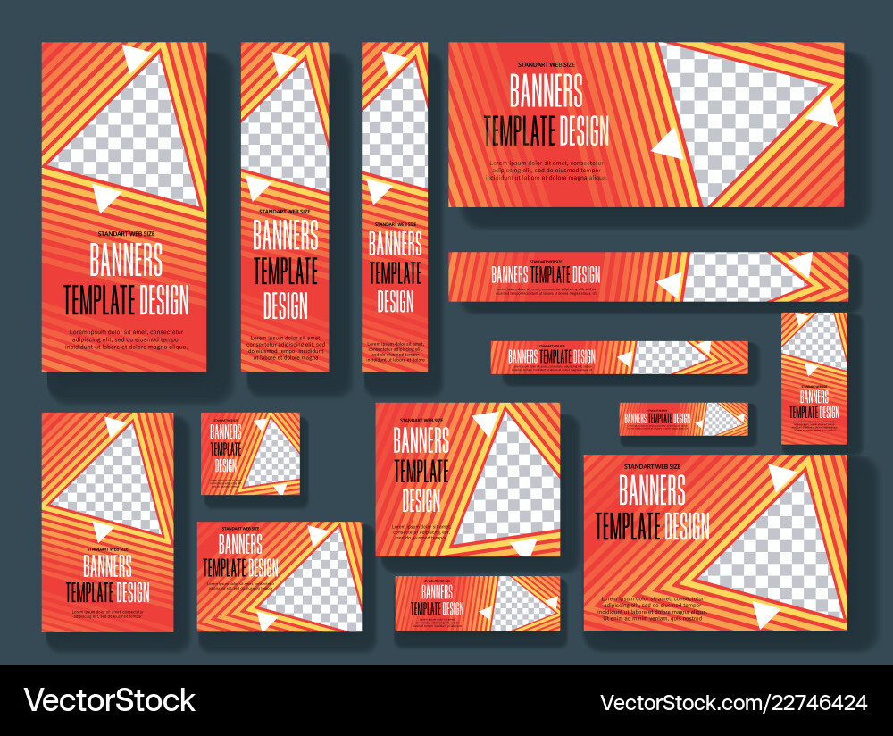 Triangular Web Banners - Yellow Gradient Vector Image