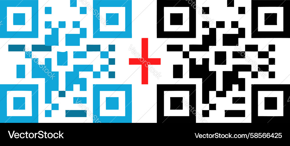 Interactive qr code with plus sign for adding Vector Image