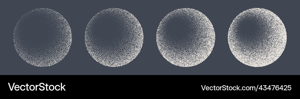 Round shaped dotted objects stipple elements Round shaped dotted objects stipple elements vector image