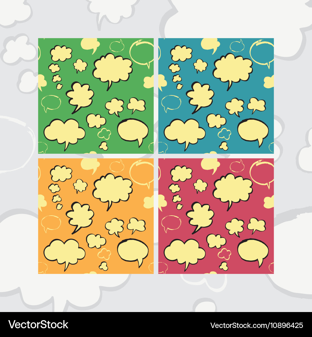 Speech Bubble Pattern Set - 4 Colors vector image