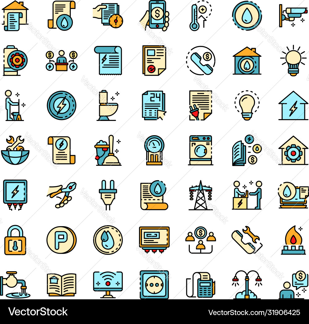 Utilities icons set line color Utilities icons set line color vector image