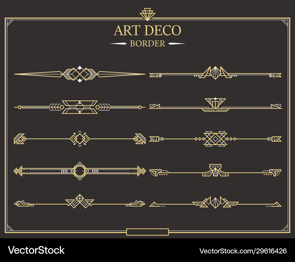 Art Deco Gold Page Dividers Vector Image
