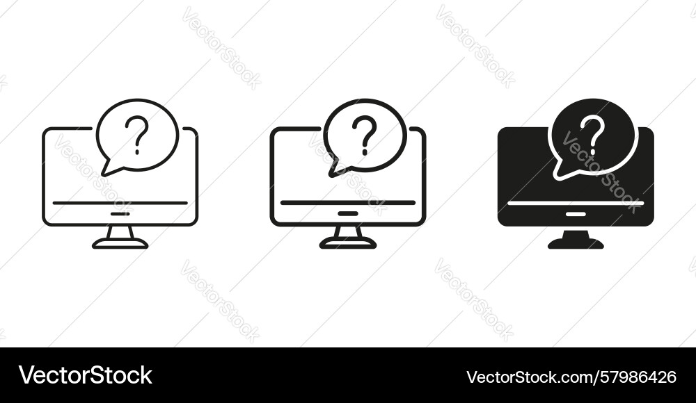 Computer with question mark icon set technical Vector Image