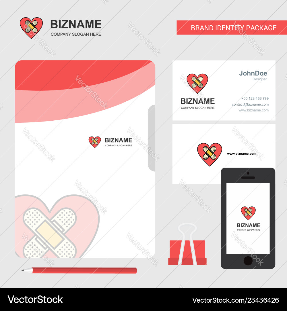 Heart business logo file cover visiting card Heart business logo file cover visiting card vector image