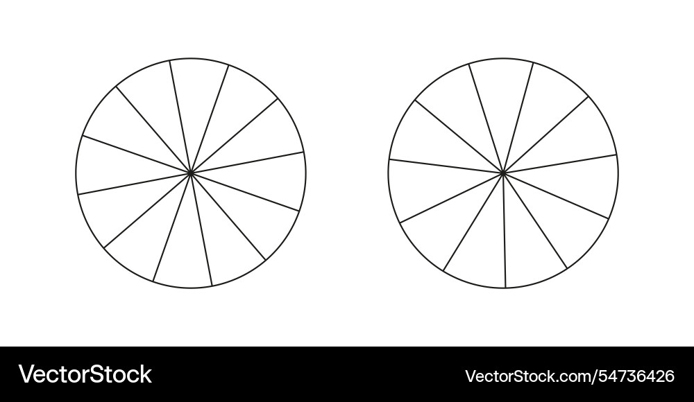 Segmented charts collection 11 and 12 sections Vector Image