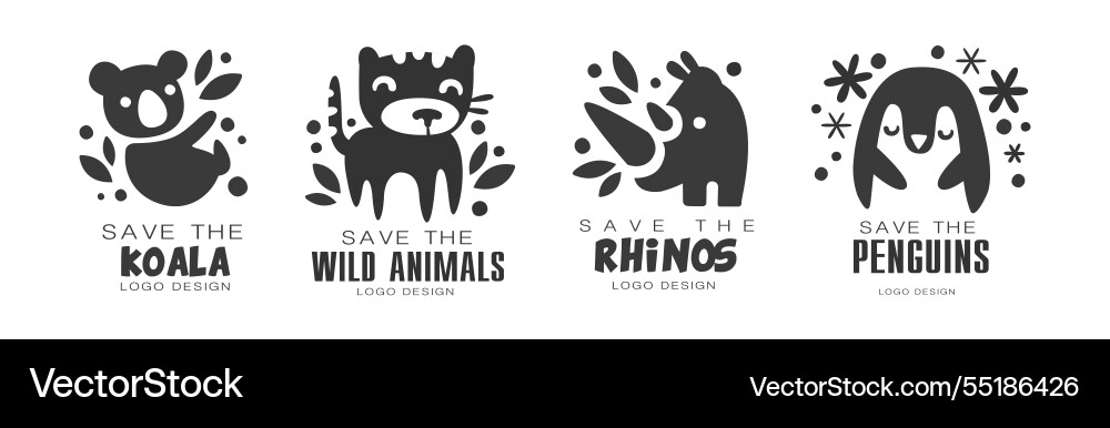 Sparen Sie wildes Tier-Logo und monochromes Label Design Sparen Sie wildes Tier-Logo und monochromes Label Design vektorbild