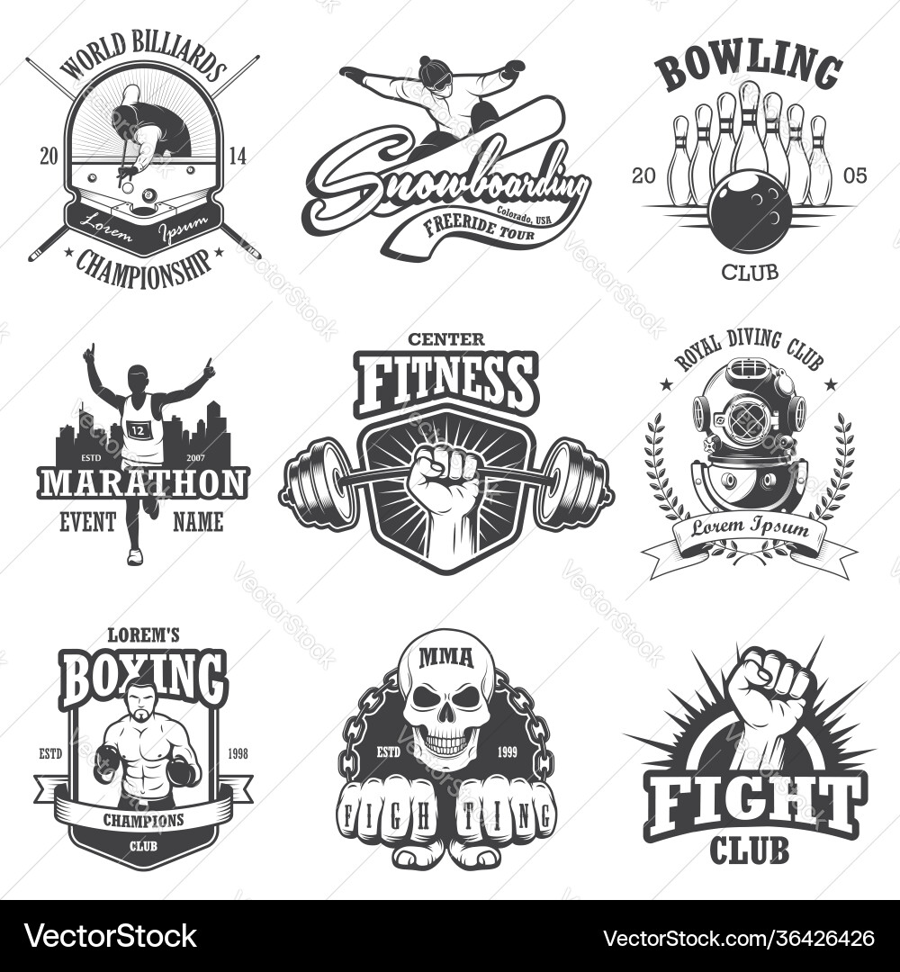 Vintage Sports & Fitness Emblems vector image
