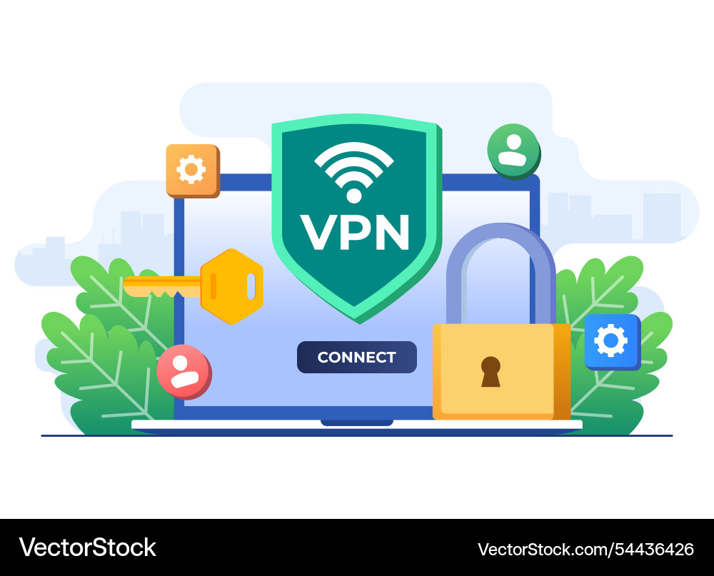 Virtual private network flat secure web traffic Virtual private network flat secure web traffic vector image