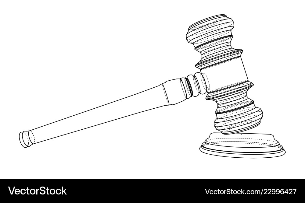 3d outline gavel rendering of 3d outline gavel rendering of vector image