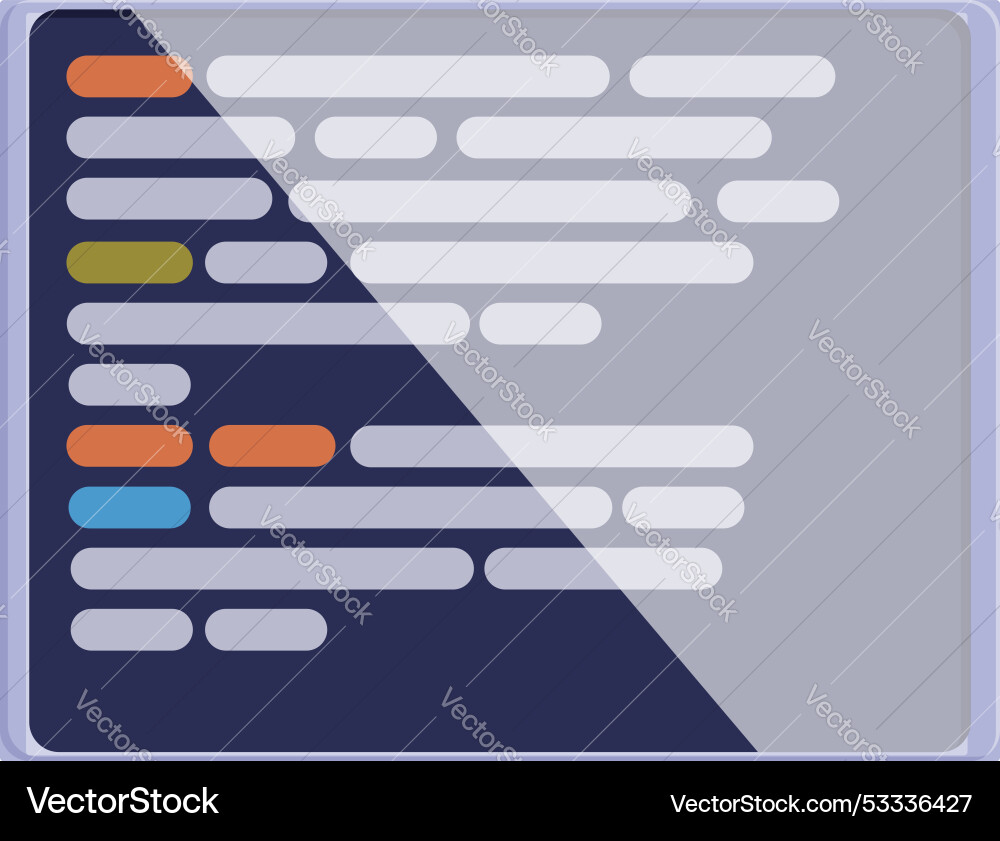 Computer screen displaying code script Computer screen displaying code script vector image