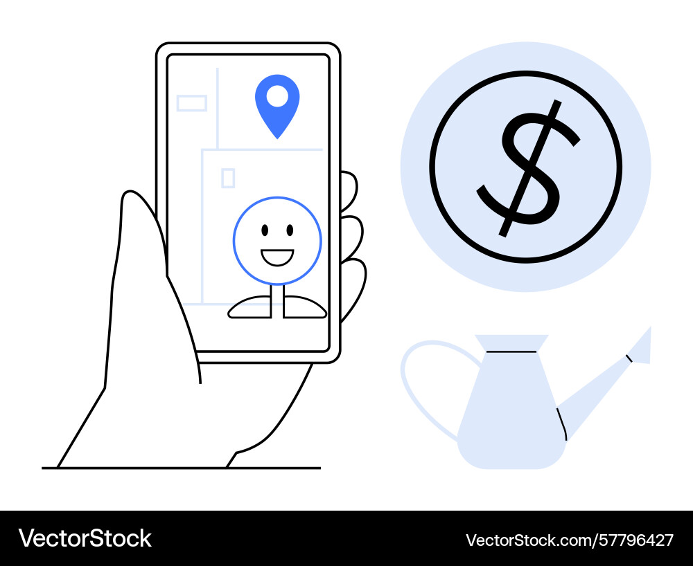 Hand holding smartphone with geolocation marker Vector Image
