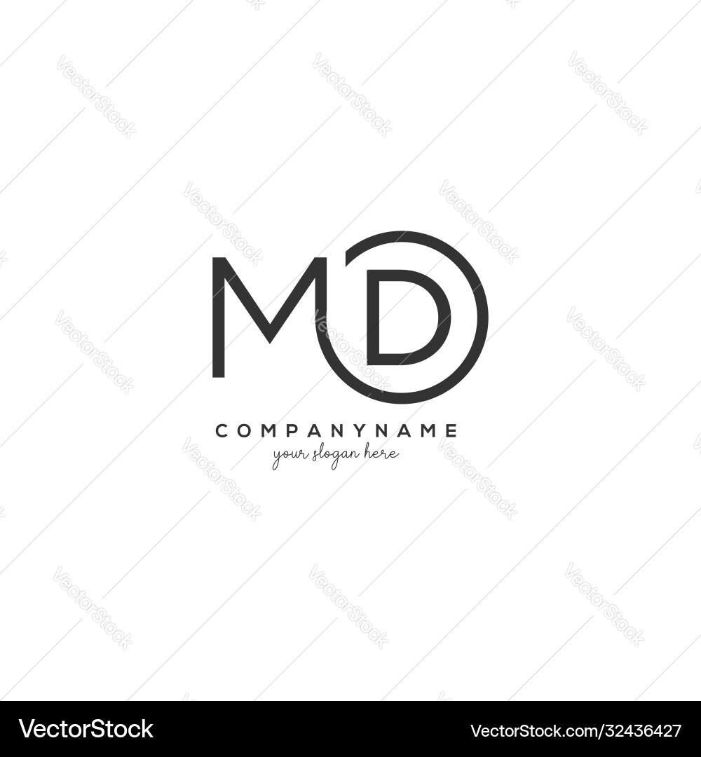 MD Initial Logo with Circle Vector Image