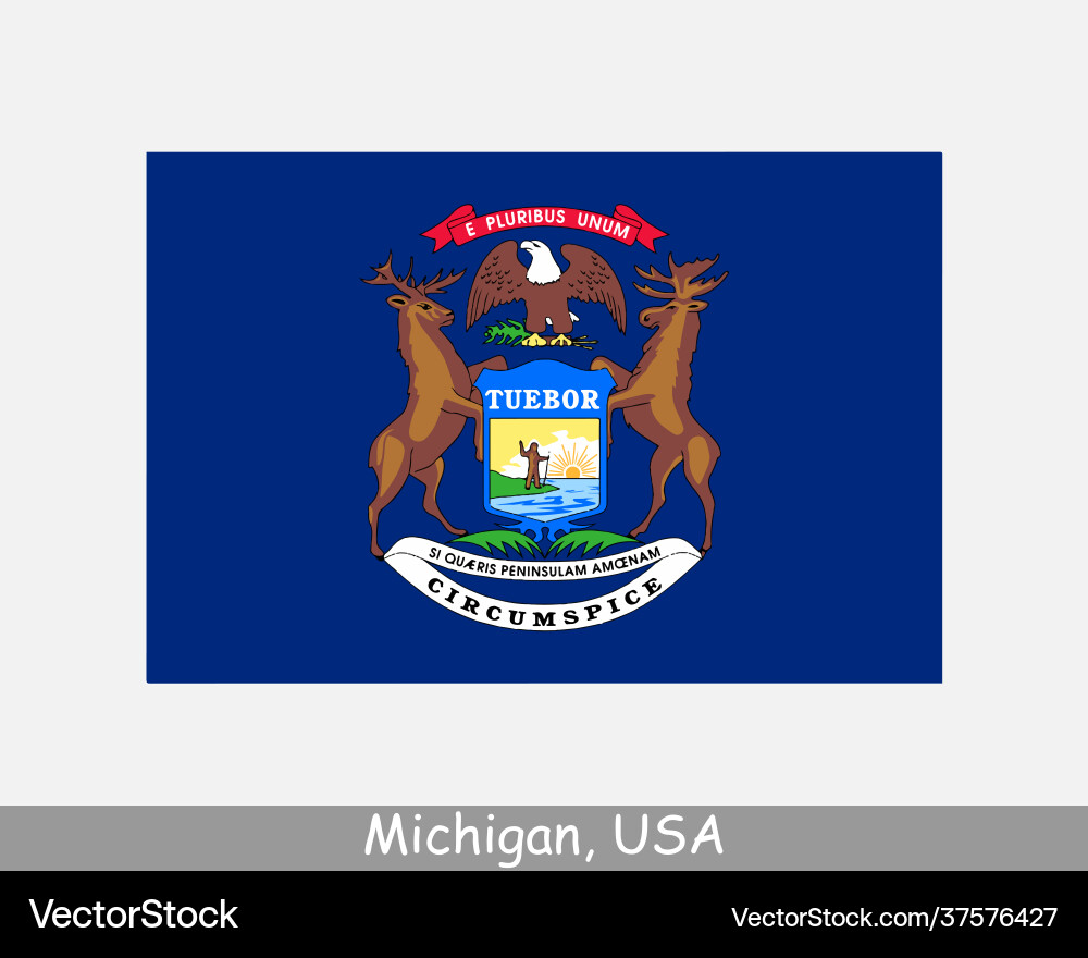 Michigan state flag mi usa vector image