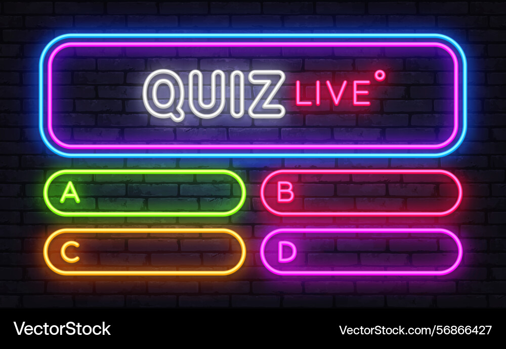 Neon Quiz Frame with Glowing Buttons Vector Image