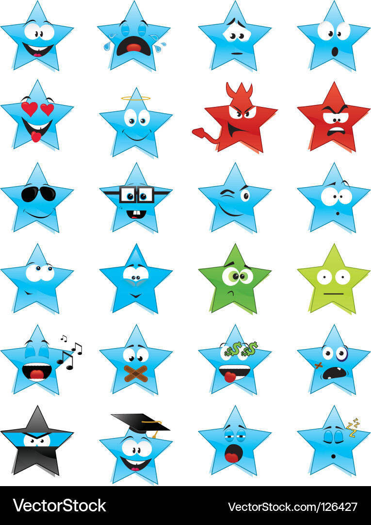 Smiling Star Characters Vector Image