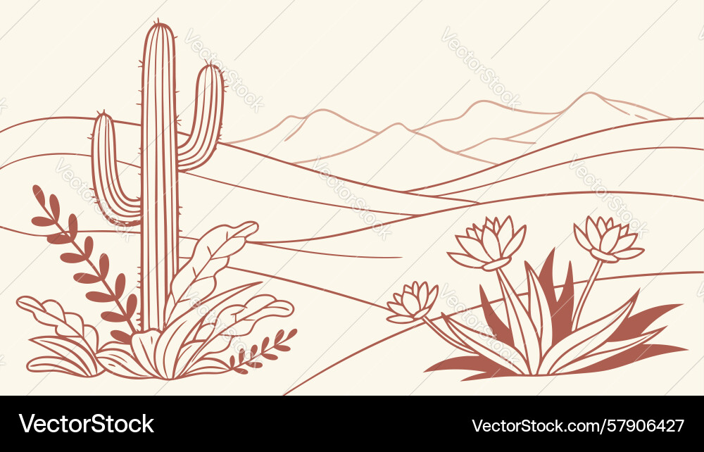 Stylized desert flora pattern design generative Vector Image
