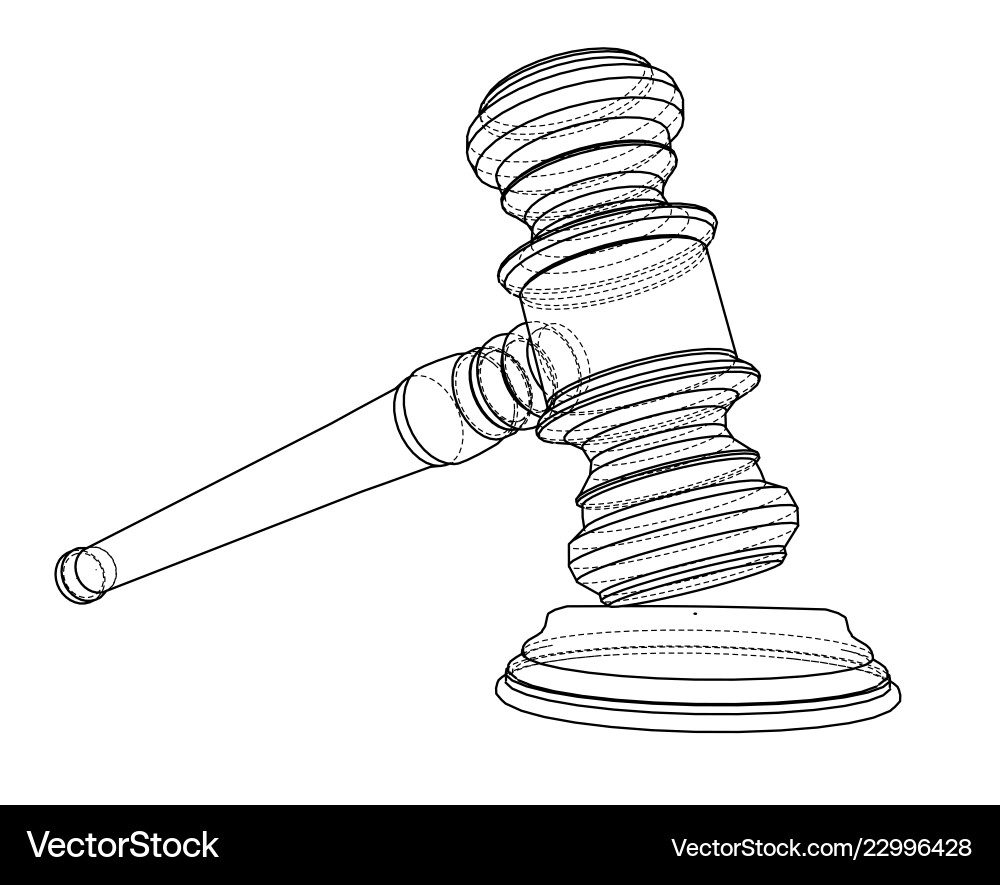3d outline gavel rendering of Vector Image