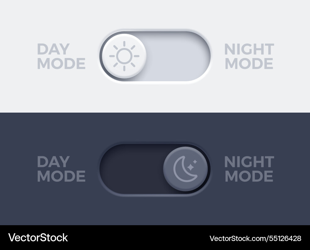 Dark mode and light toggle switch buttons Dark mode and light toggle switch buttons vector image