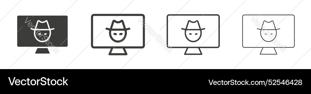 Hacker icon set on white background Hacker icon set on white background vector image