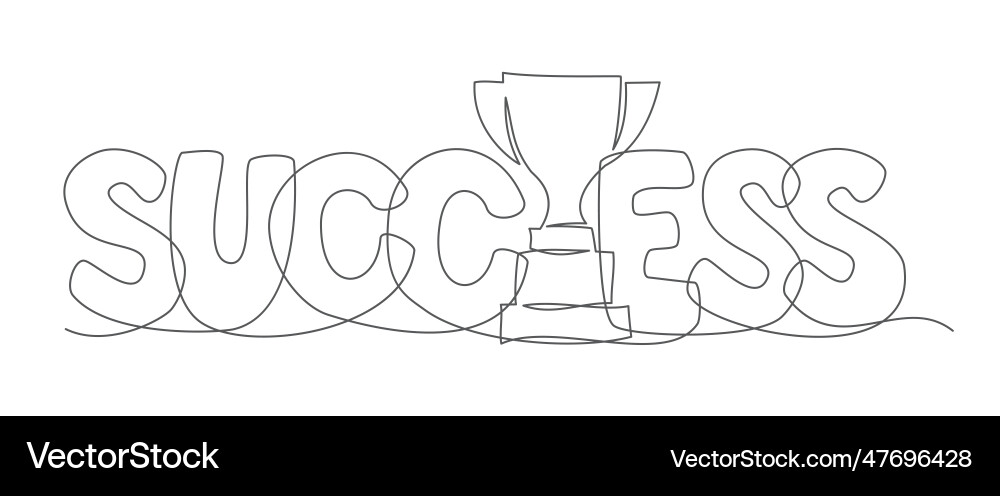 Success one line drawing on white background Success one line drawing on white background vector image