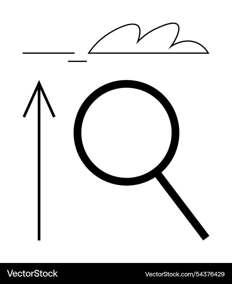 Abstract elements with upward arrow magnifying Abstract elements with upward arrow magnifying vector image