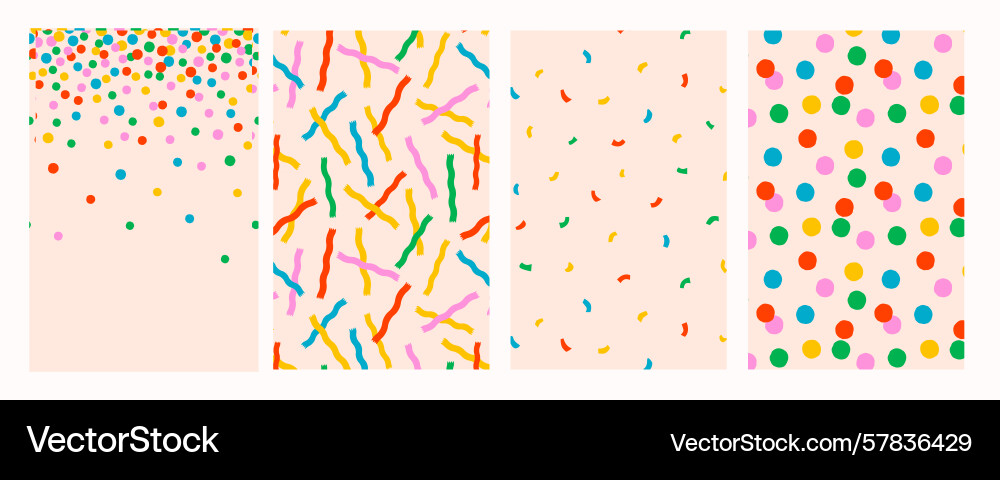 Confetti seamless pattern set with colorful wavy Vector Image