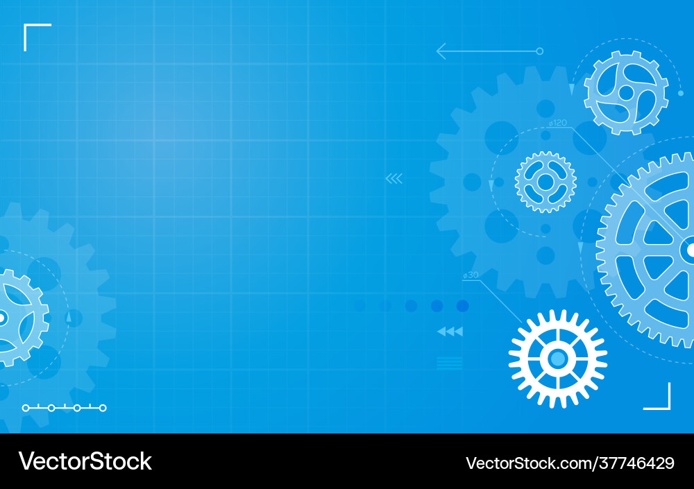 Gears and Cogs Abstract Blueprint vector image