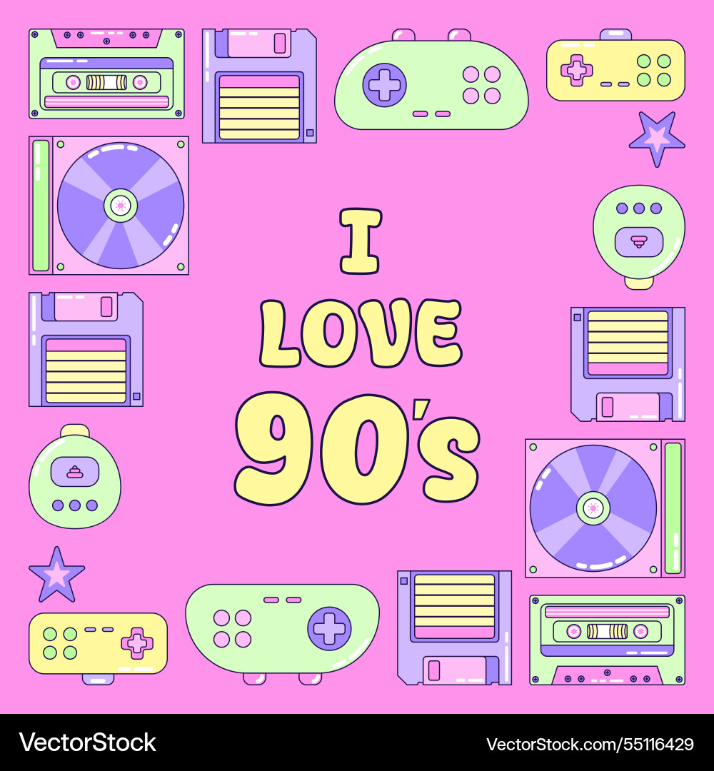 Square frame video game and music multicolored Square frame video game and music multicolored vector image