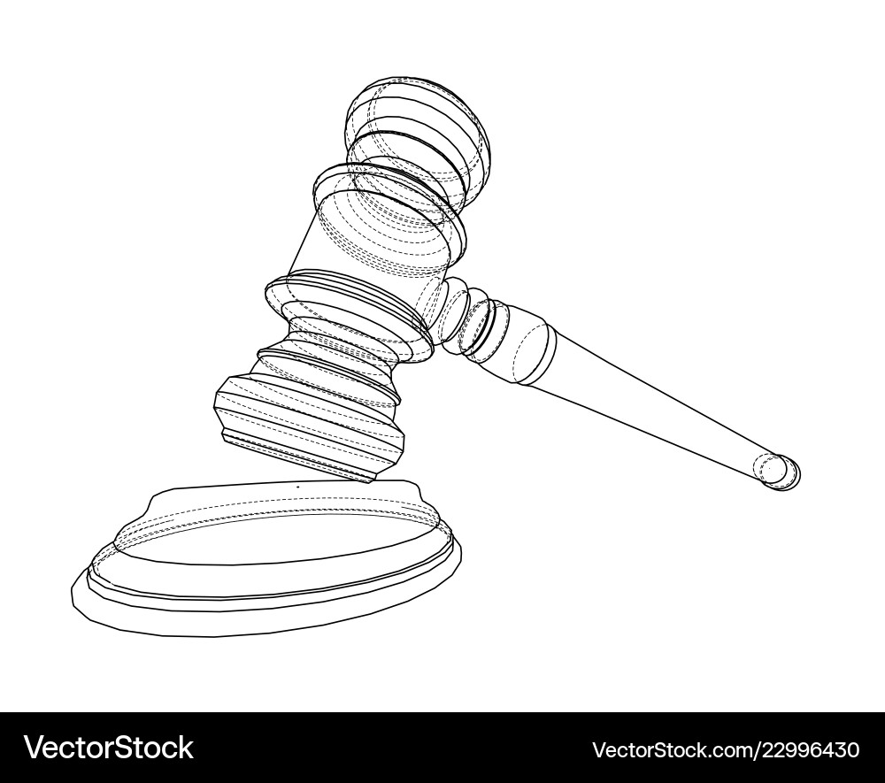 3d outline gavel rendering of Vector Image
