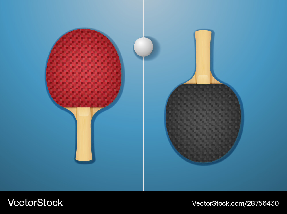 3d realistic red and black ping pong racket 3d realistic red and black ping pong racket vector image