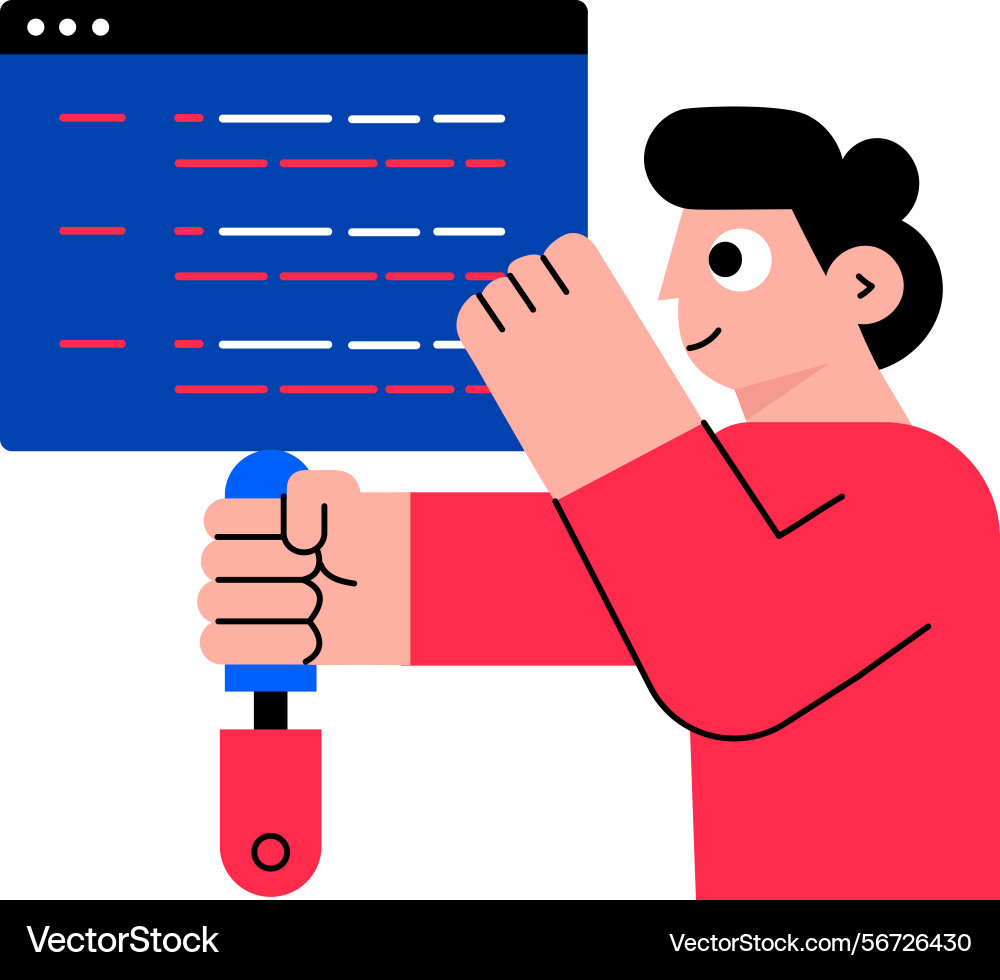 A flat style of code fixer character vector image