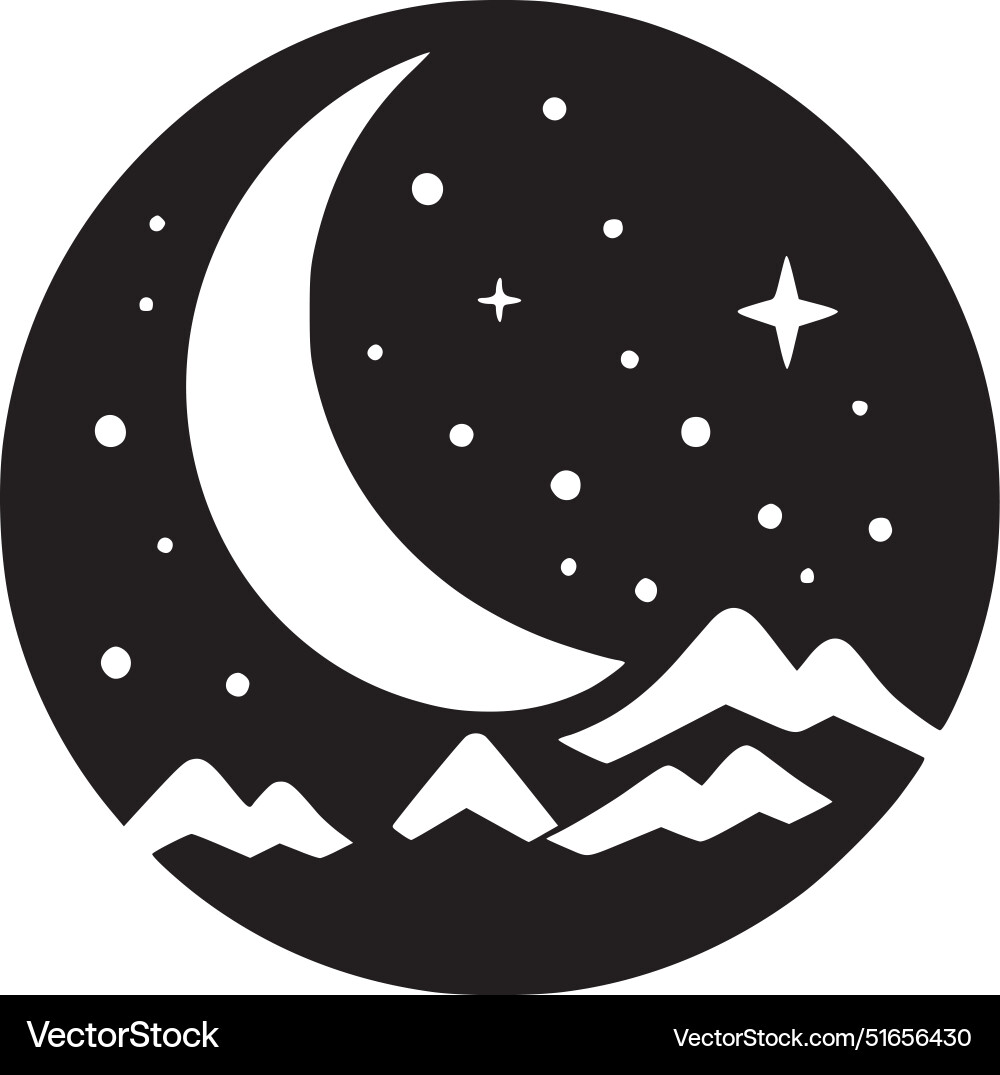 Moon - black and white Royalty Free Vector Image