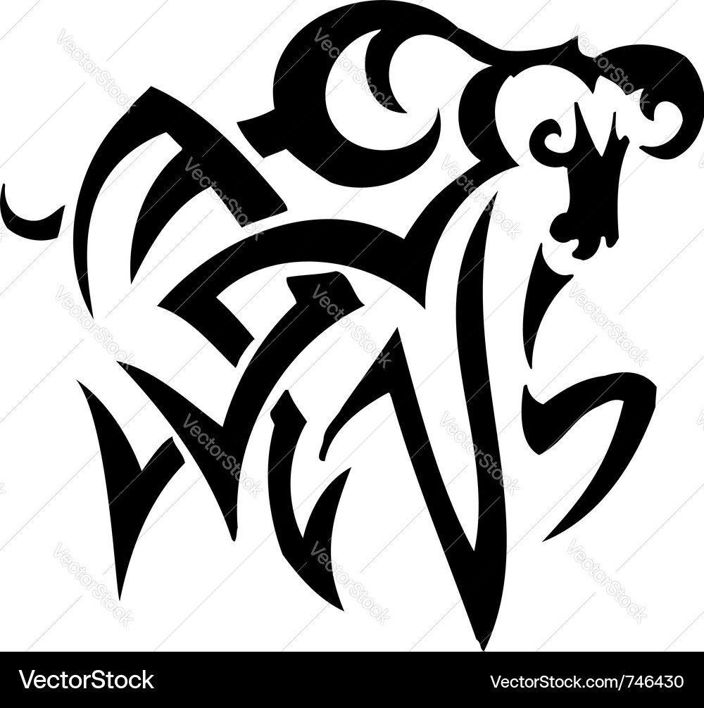 Ram in tribal style Vector Image